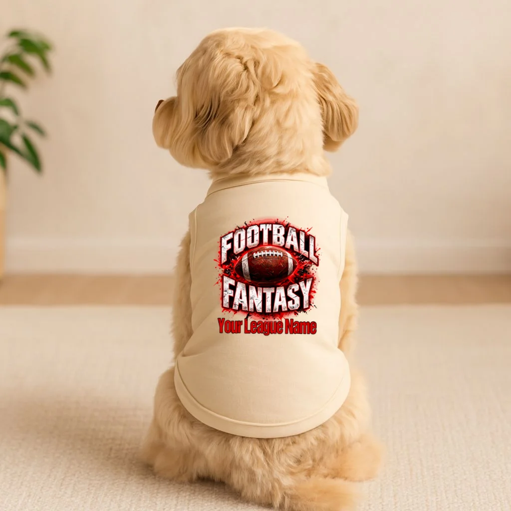 Personalized Fantasy Football Design – Custom League Name & Football Graphic Doggie Tank - Front 1