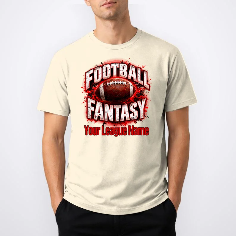 Personalized Fantasy Football Design – Custom League Name & Football Graphic Men's T-Shirt - Front 1