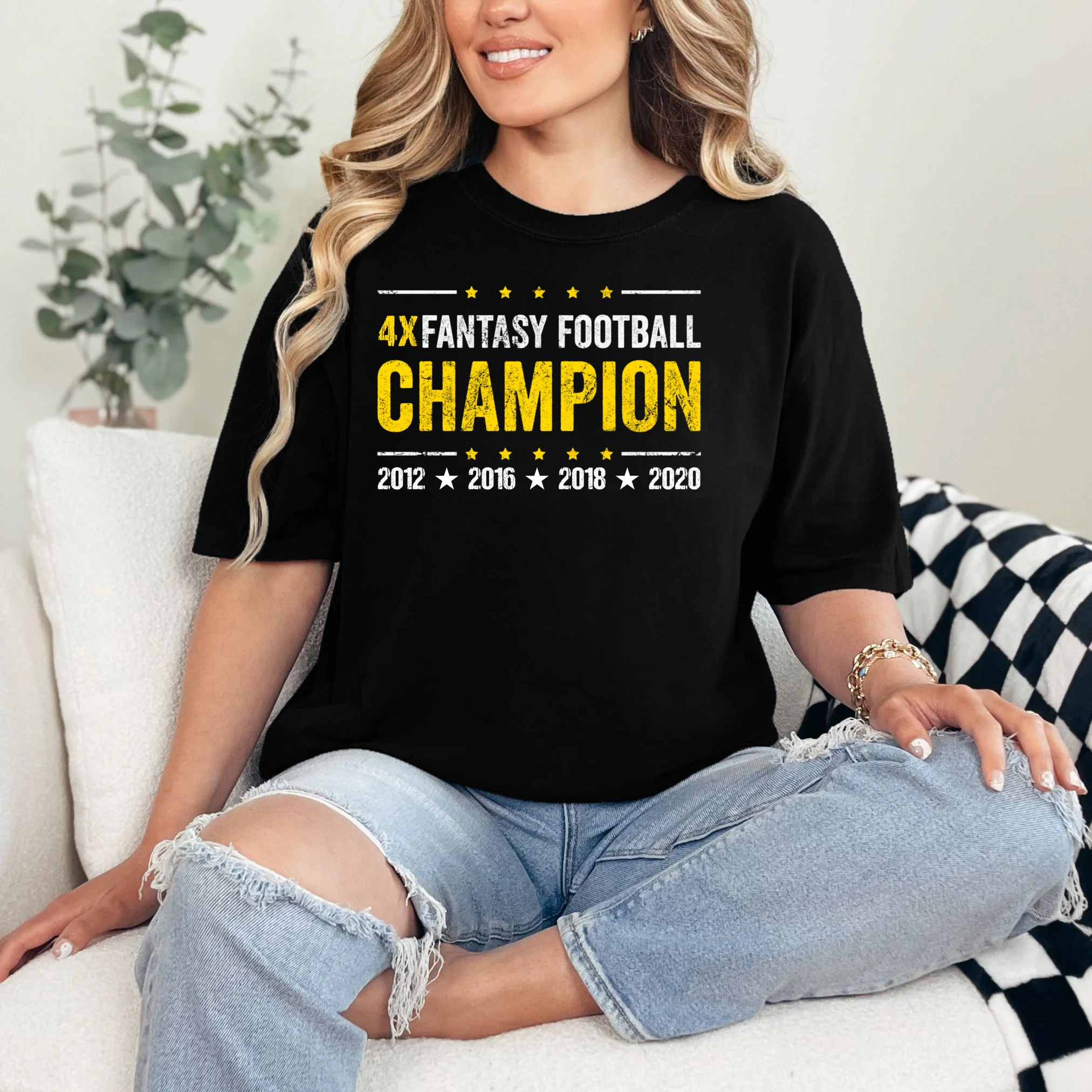 Personalized Fantasy Football Champion Custom Year T-Shirt - Front 1
