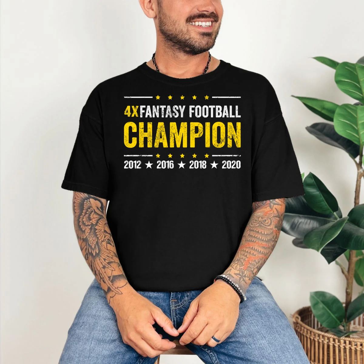 Personalized Fantasy Football Champion Custom Year T-Shirt - Front 2