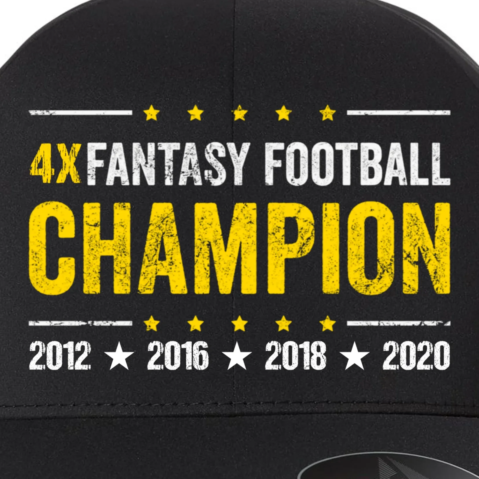 Personalized Fantasy Football Champion Custom Year Flexfit Men's Snapback Hat - Front - Close-up