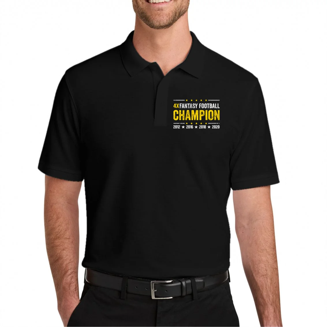 Personalized Fantasy Football Champion Custom Year Men's Polo - Front 1