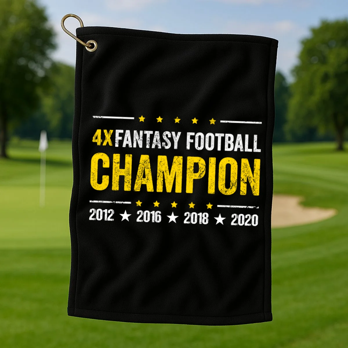 Personalized Fantasy Football Champion Custom Year Golf Towel - Front 1