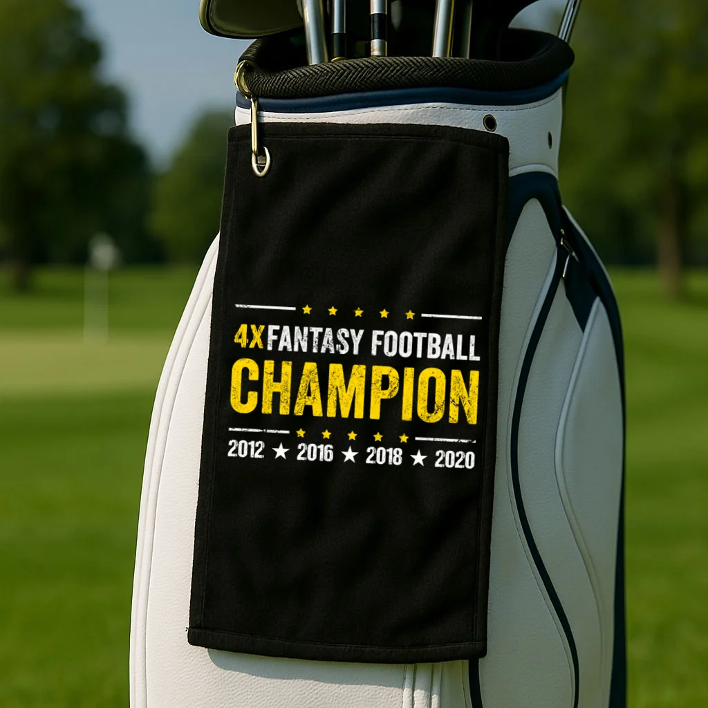 Personalized Fantasy Football Champion Custom Year Golf Towel - Front 2