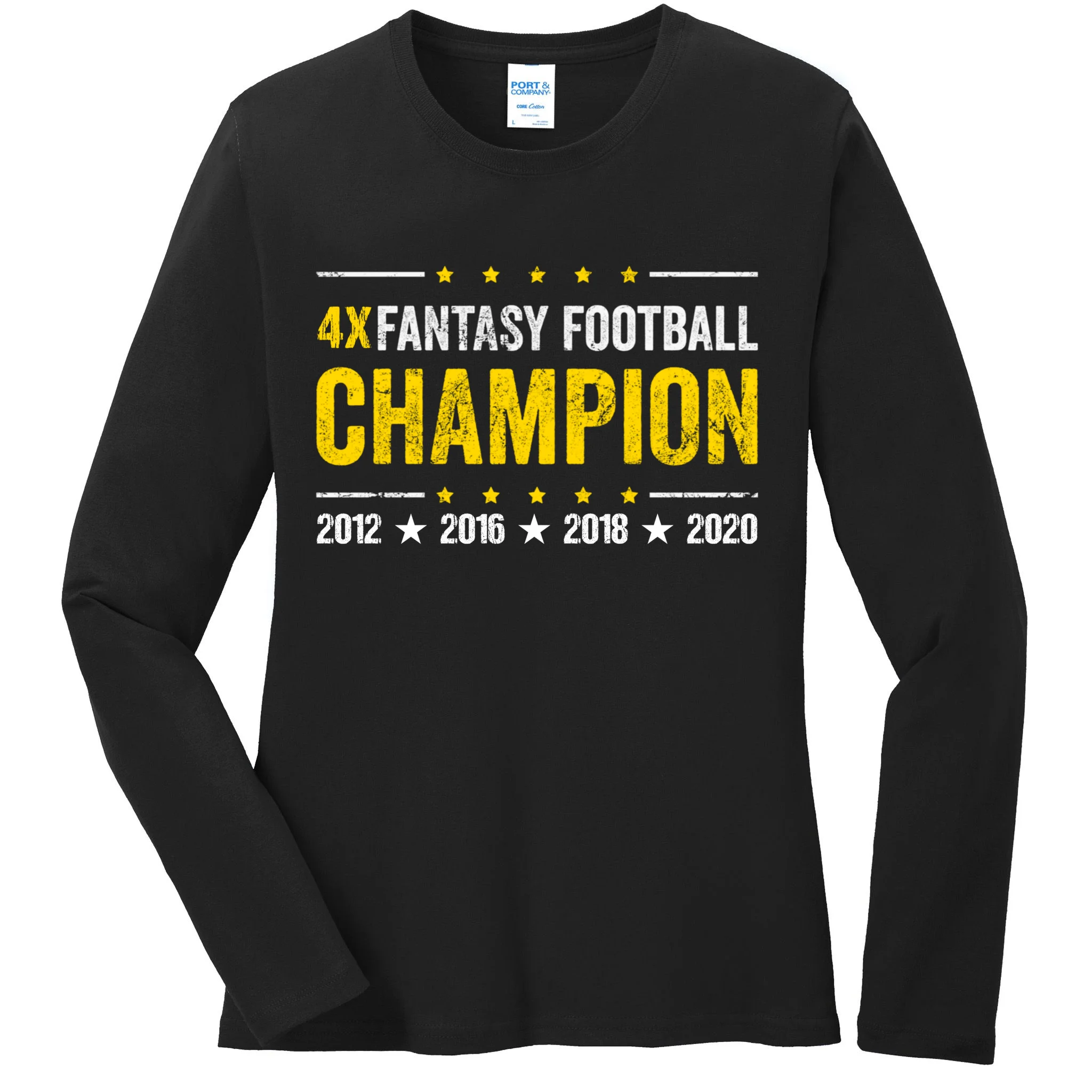 Personalized Fantasy Football Champion Custom Year Women's Long Sleeve Shirt - Front