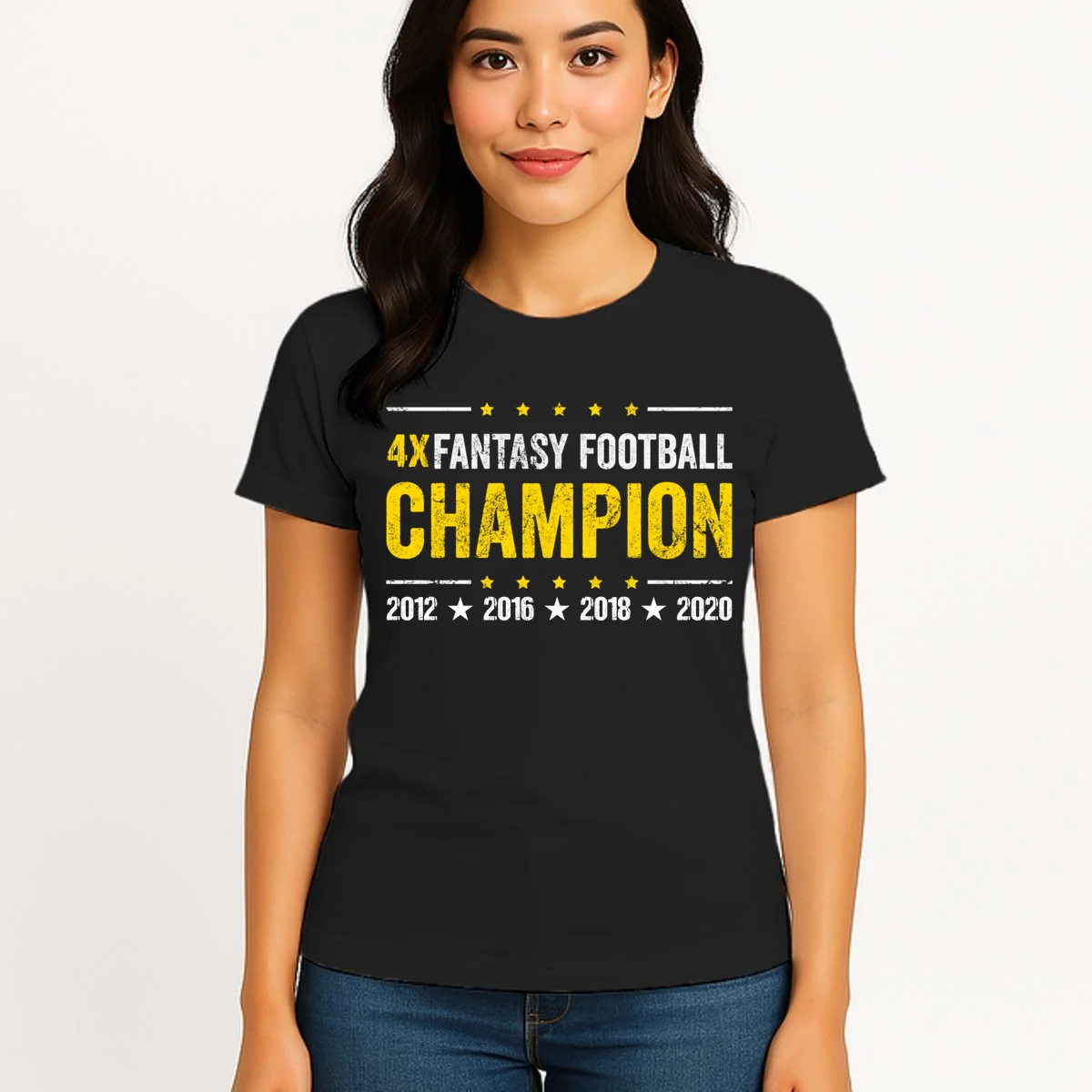 Personalized Fantasy Football Champion Custom Year Women's T-Shirt - Front 3