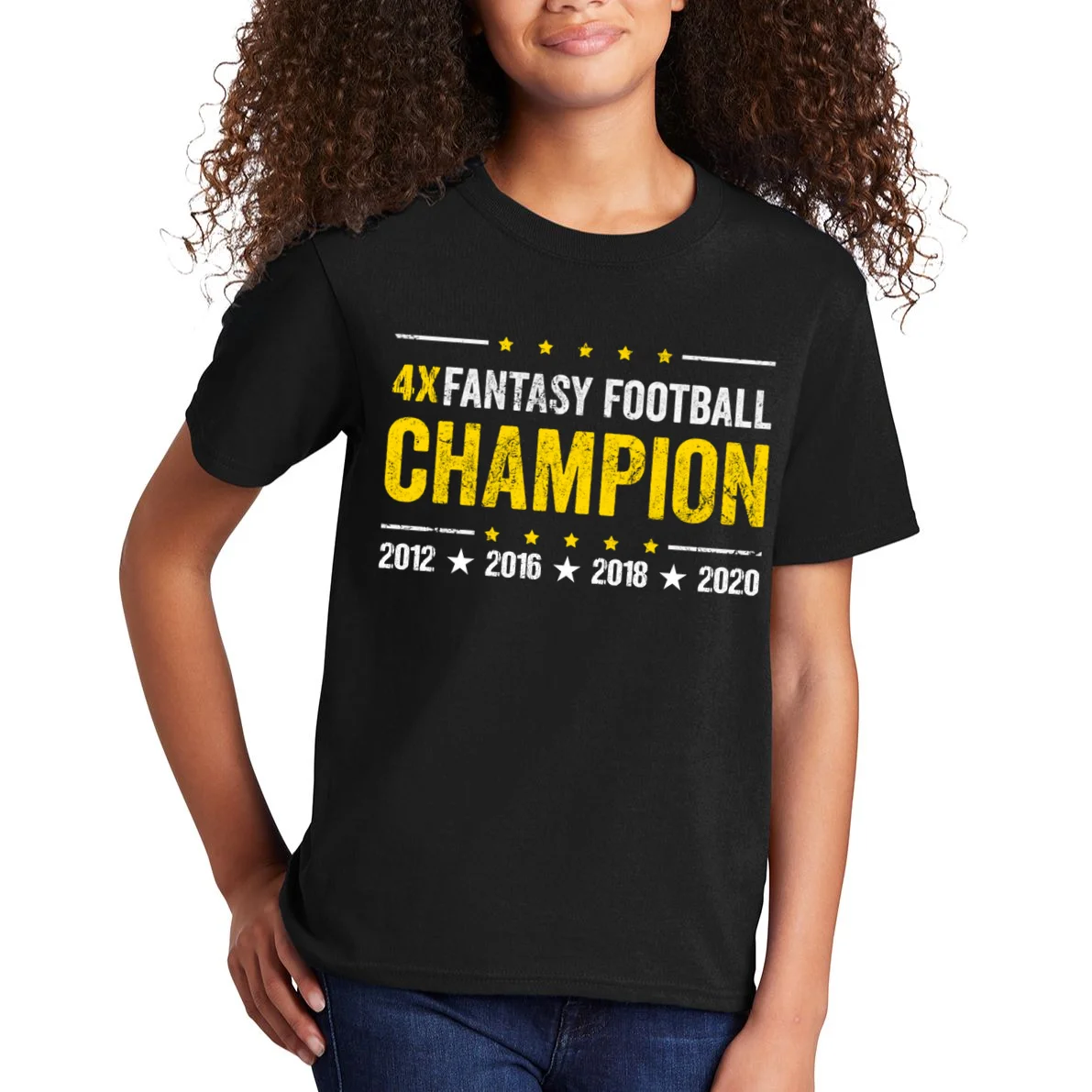 Personalized Fantasy Football Champion Custom Year Kids T-Shirt - Front 1