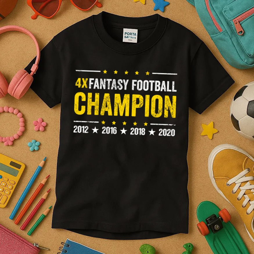 Personalized Fantasy Football Champion Custom Year Kids T-Shirt - Front 2