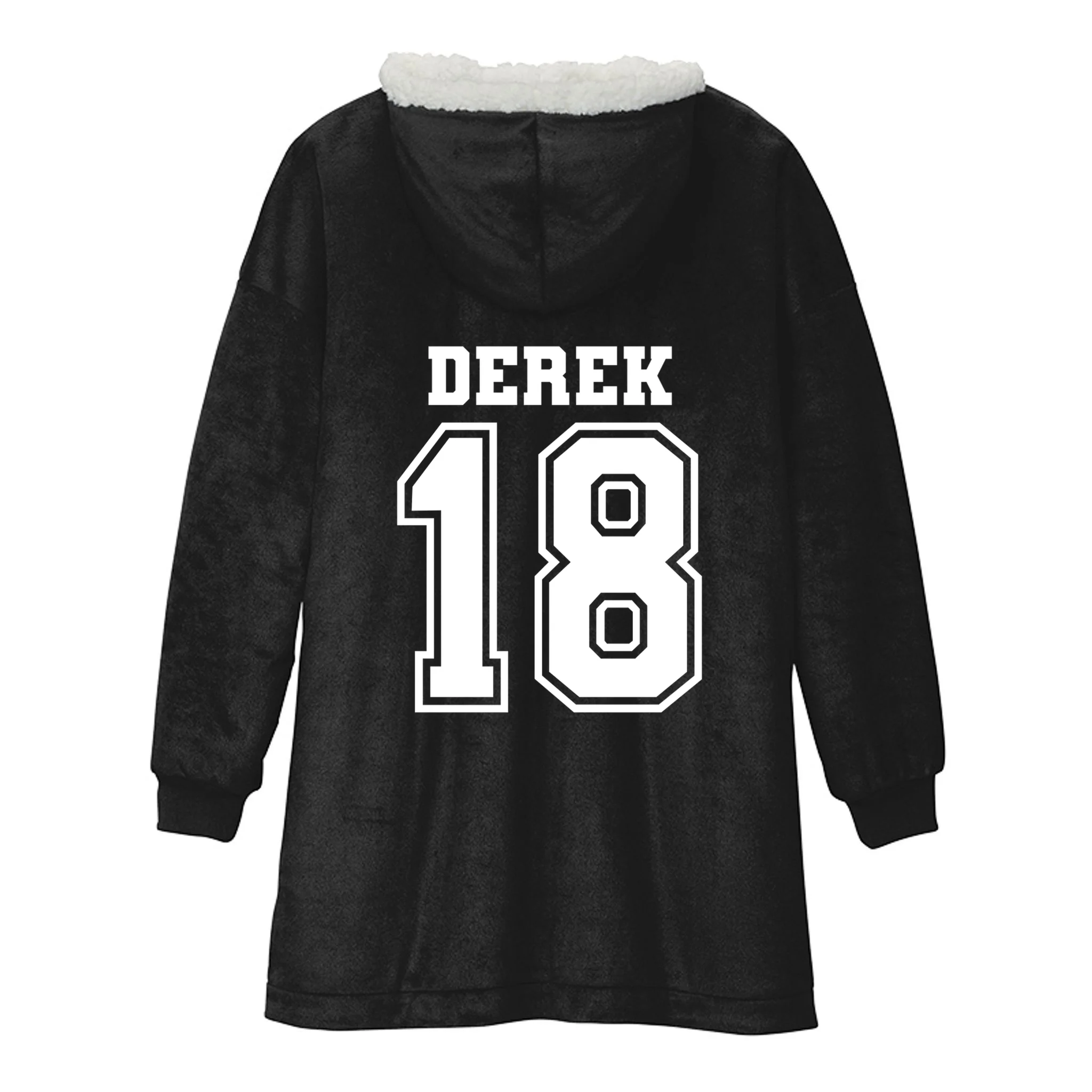 Custom Football Mom Personalized Name and Number Football Mama Gameday Hooded Blanket - Back