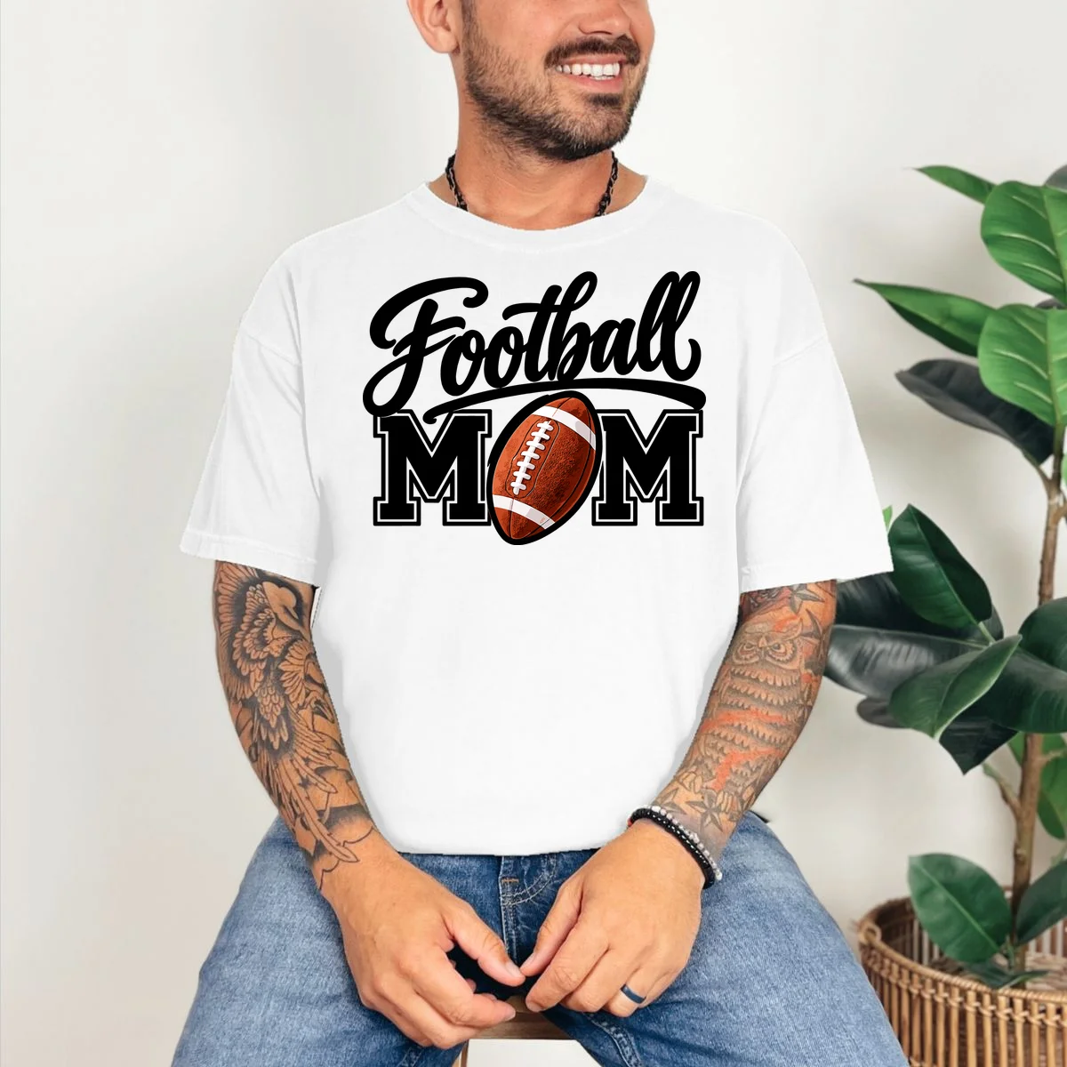 Custom Football Mom Personalized Name and Number Football Mama Gameday T-Shirt - Front 2