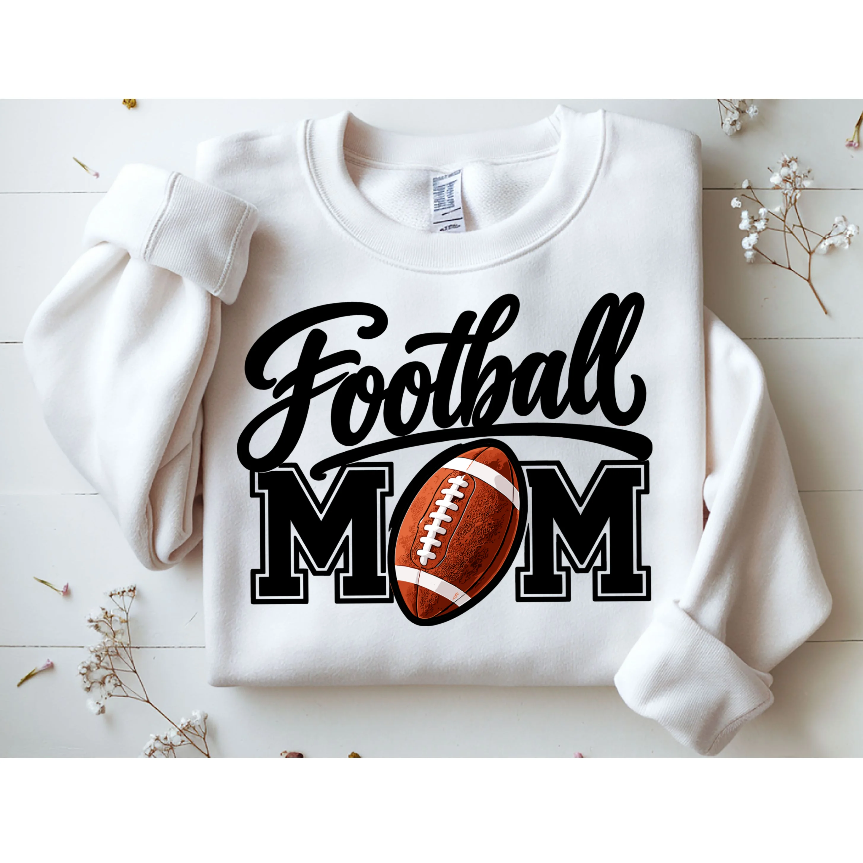 Custom Football Mom Personalized Name and Number Football Mama Gameday Sweatshirt - Front 1