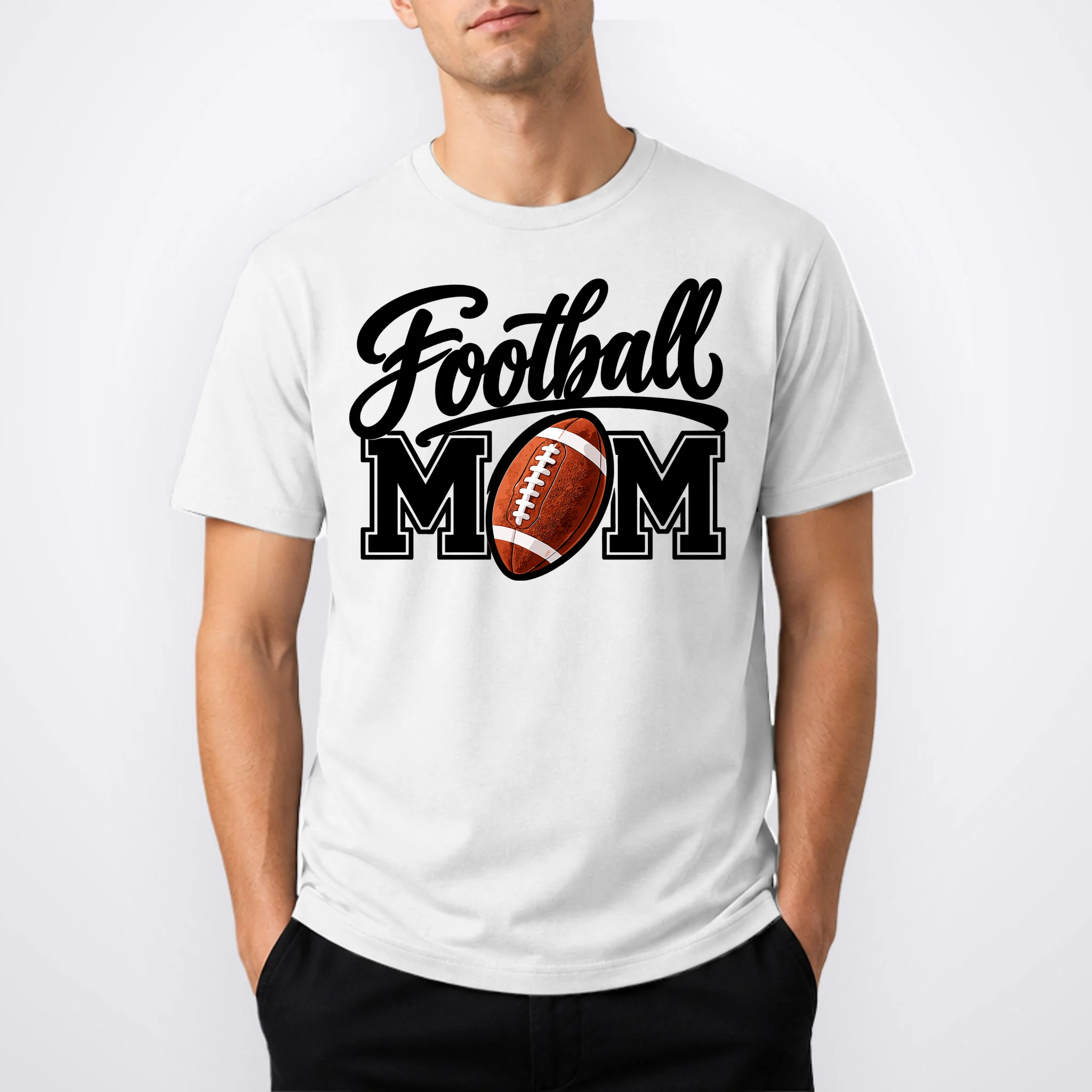 Custom Football Mom Personalized Name and Number Football Mama Gameday Men's T-Shirt - Front 1