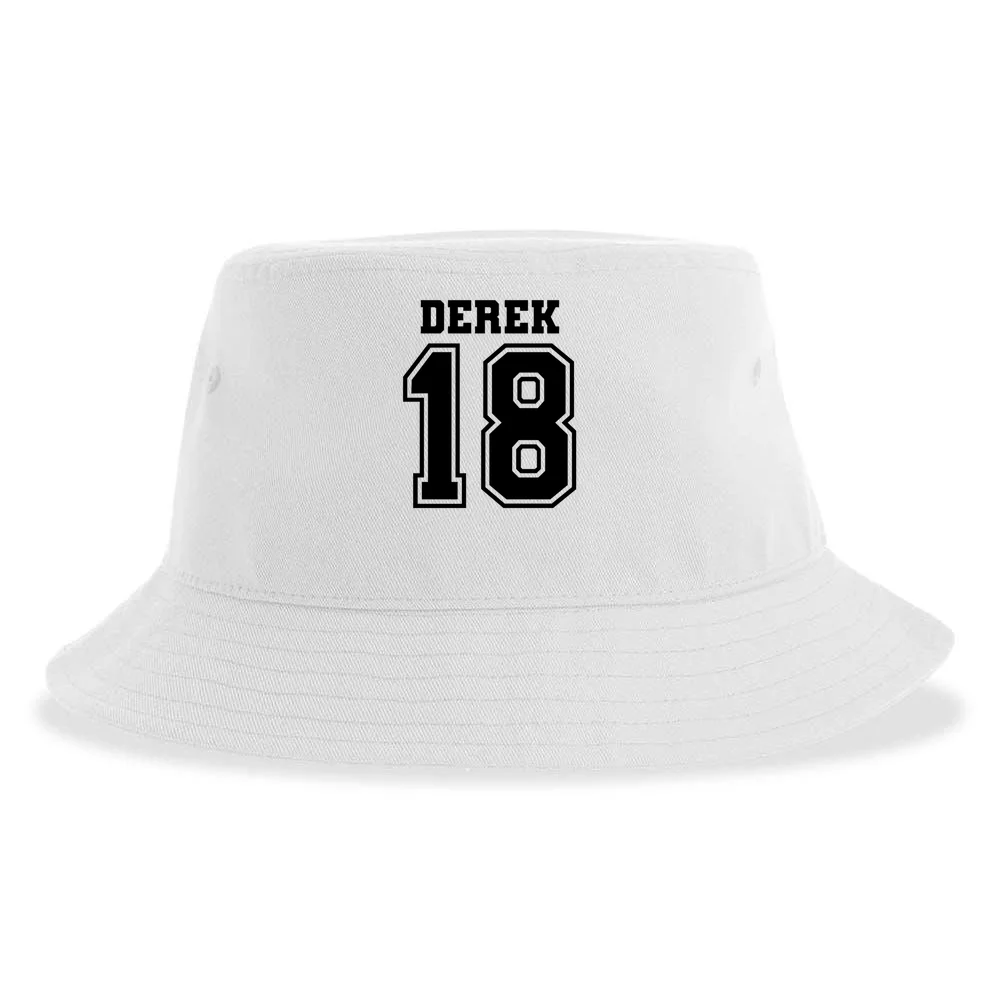 Custom Football Mom Personalized Name and Number Football Mama Gameday Bucket Hat - Back - Close-up