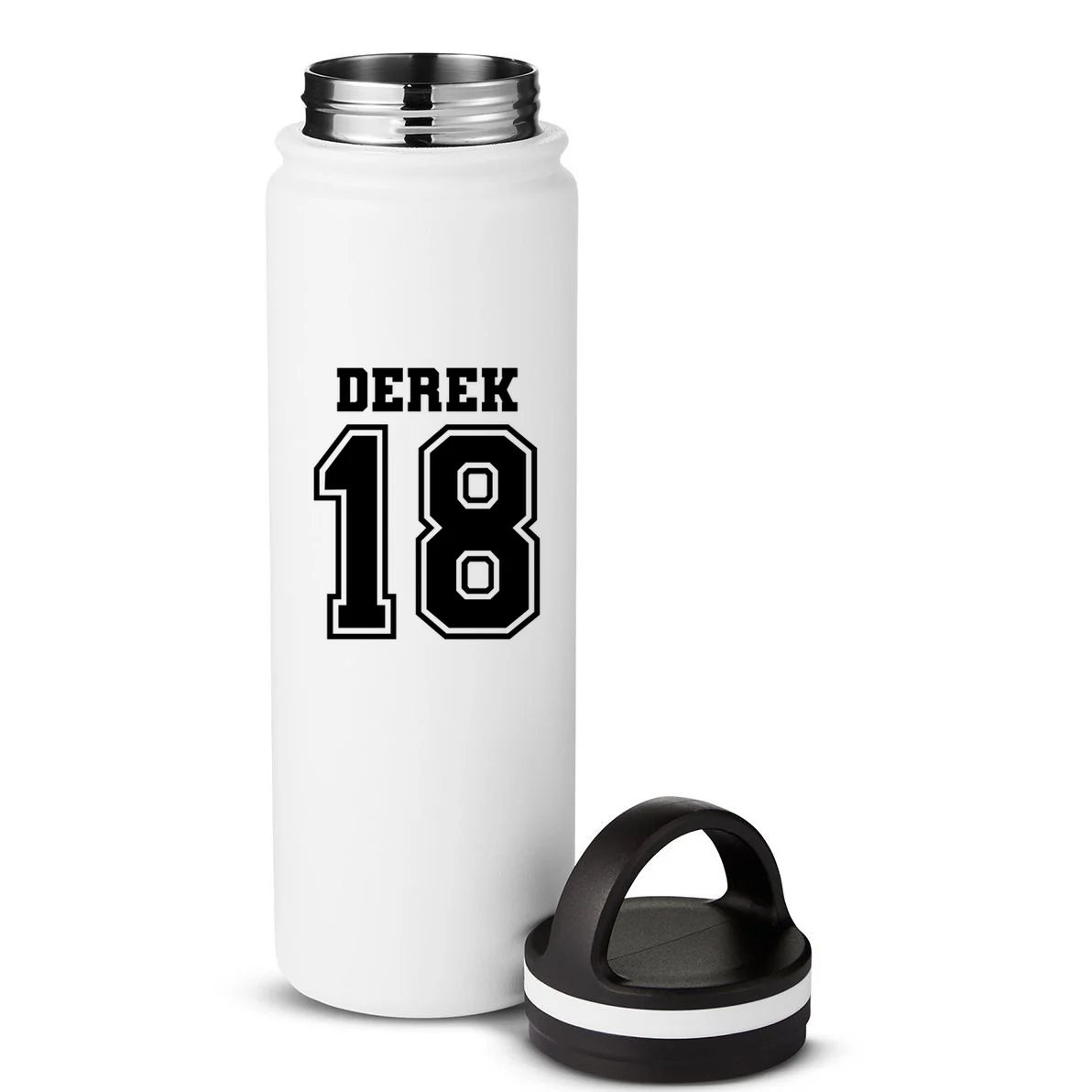 Custom Football Mom Personalized Name and Number Football Mama Gameday 24oz Water Bottle - Back - Close-up