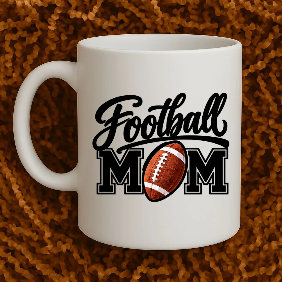 Custom Football Mom Personalized Name and Number Football Mama Gameday Coffee Mug - Front 1
