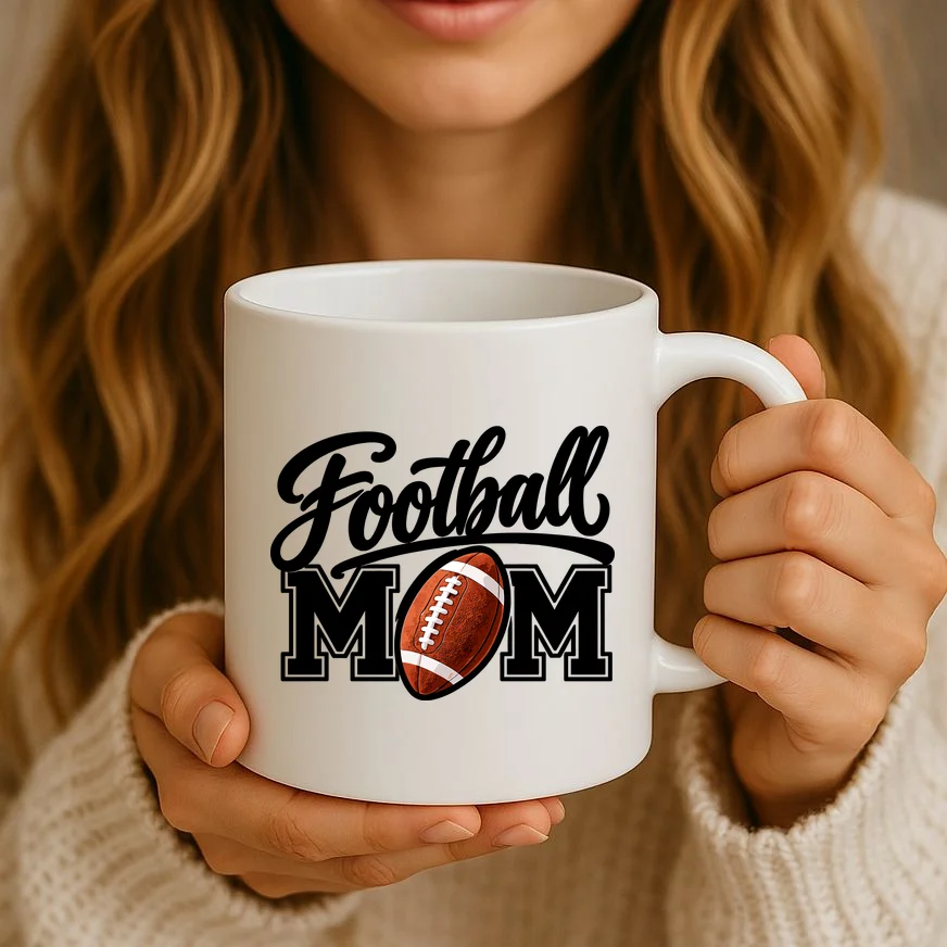 Custom Football Mom Personalized Name and Number Football Mama Gameday Coffee Mug - Front 2