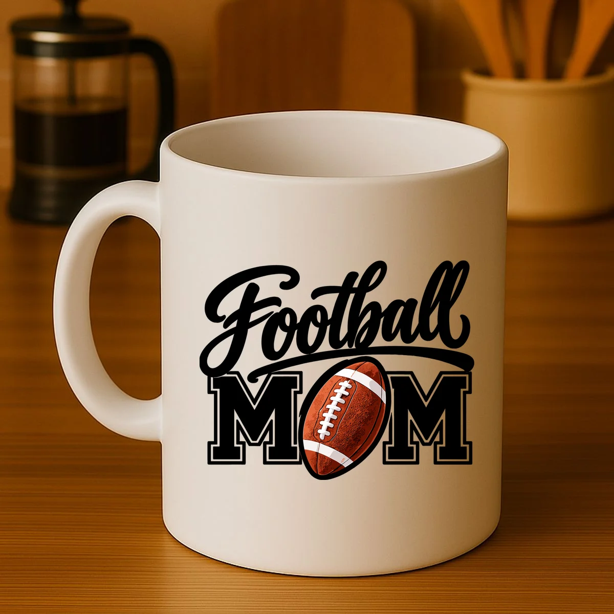 Custom Football Mom Personalized Name and Number Football Mama Gameday Coffee Mug - Front 3