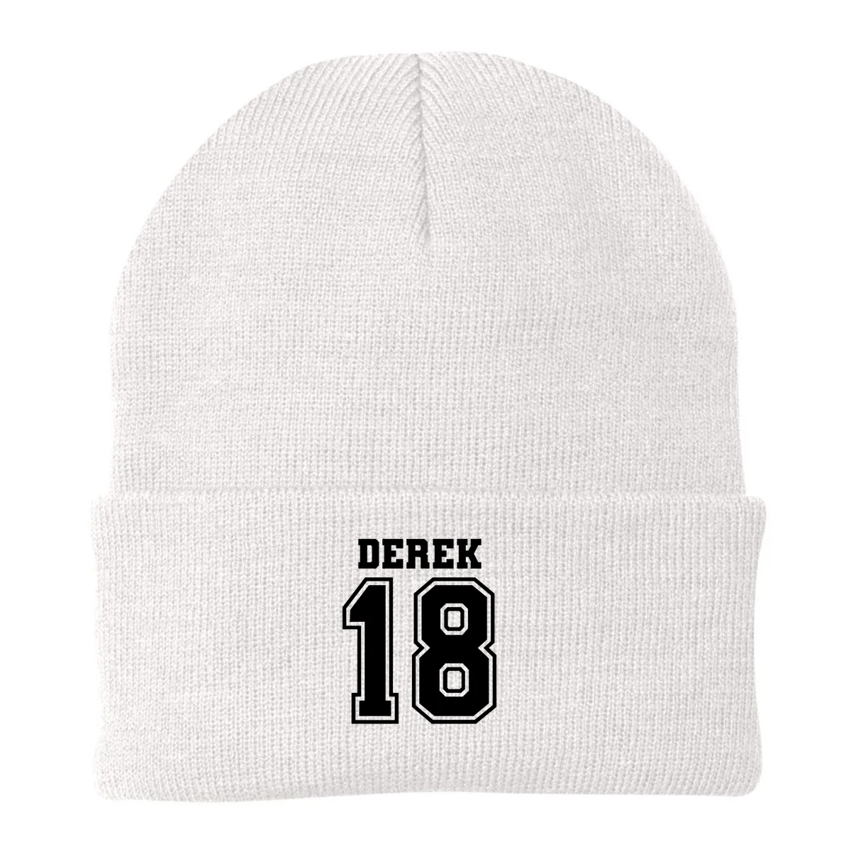 Custom Football Mom Personalized Name and Number Football Mama Gameday Beanie - Back