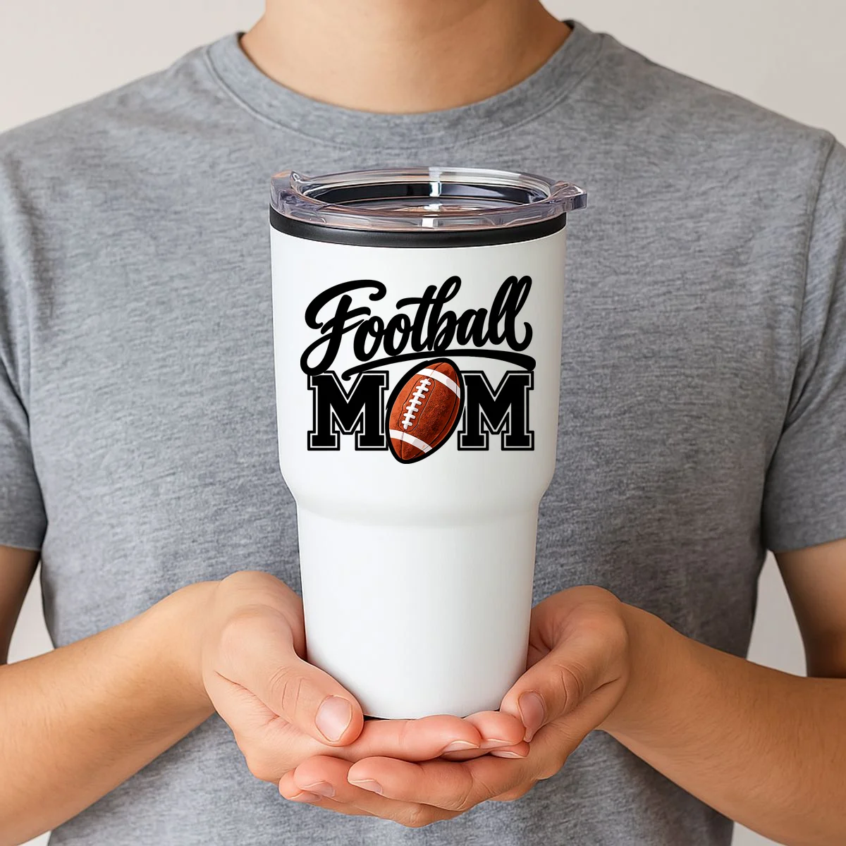 Custom Football Mom Personalized Name and Number Football Mama Gameday 20oz Tumbler - Front 1