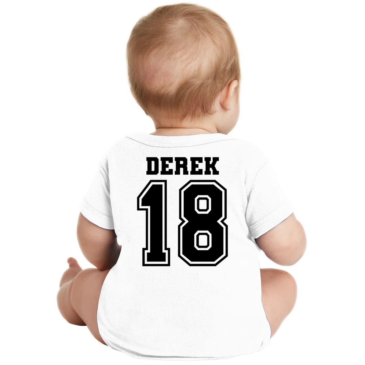 Custom Football Mom Personalized Name and Number Football Mama Gameday Baby Bodysuit - Back