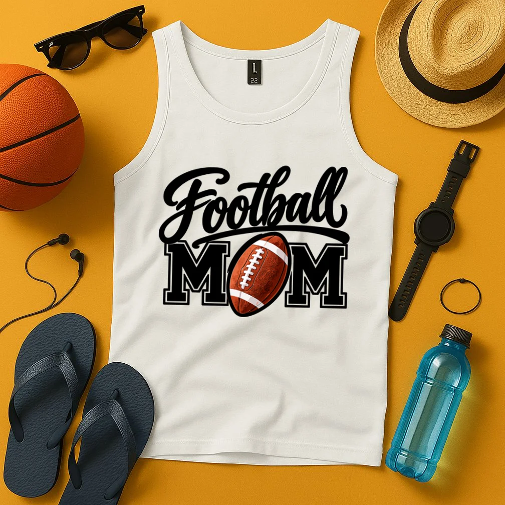 Custom Football Mom Personalized Name and Number Football Mama Gameday Tank Top - Front 3