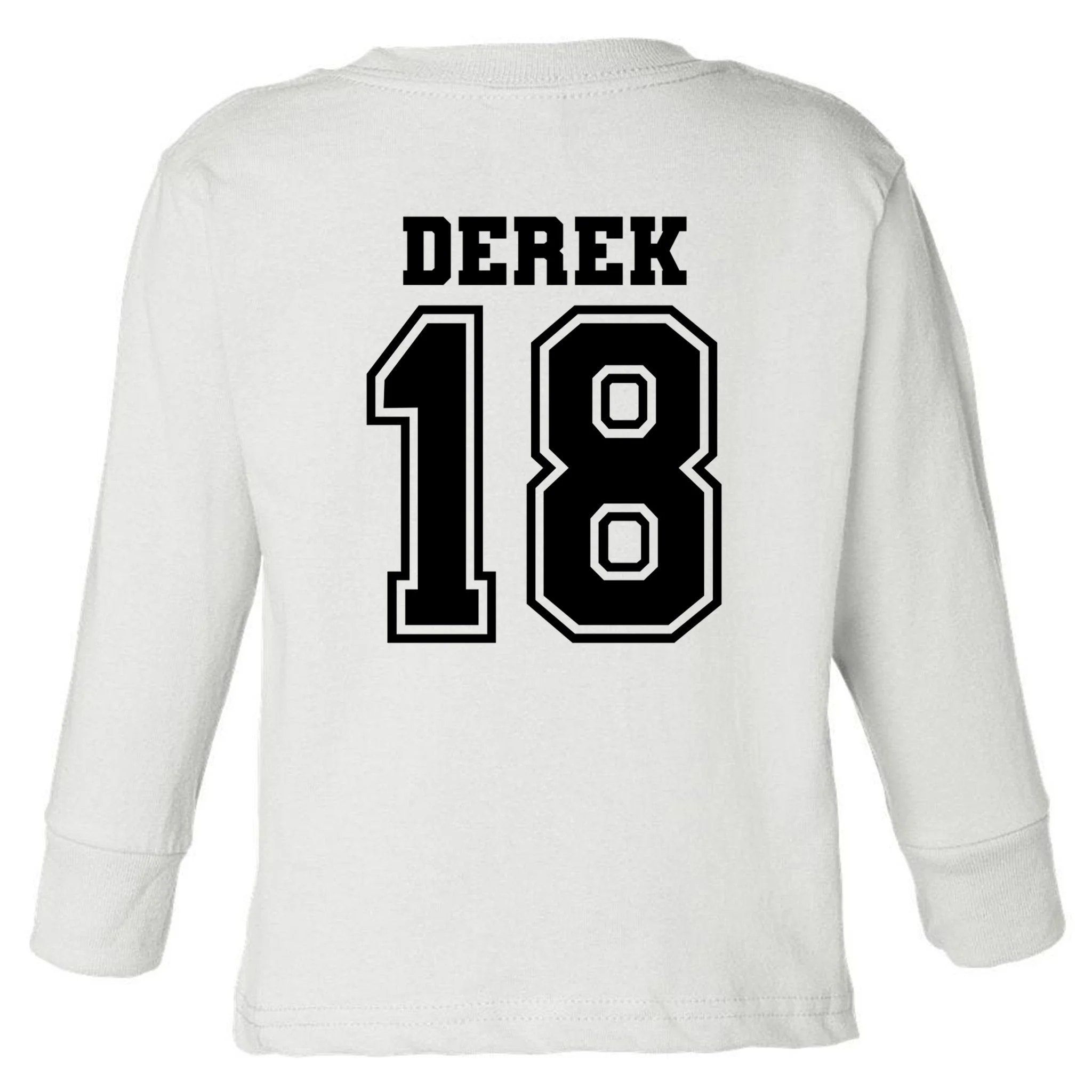 Custom Football Mom Personalized Name and Number Football Mama Gameday Toddler Long Sleeve Shirt - Back - Close-up