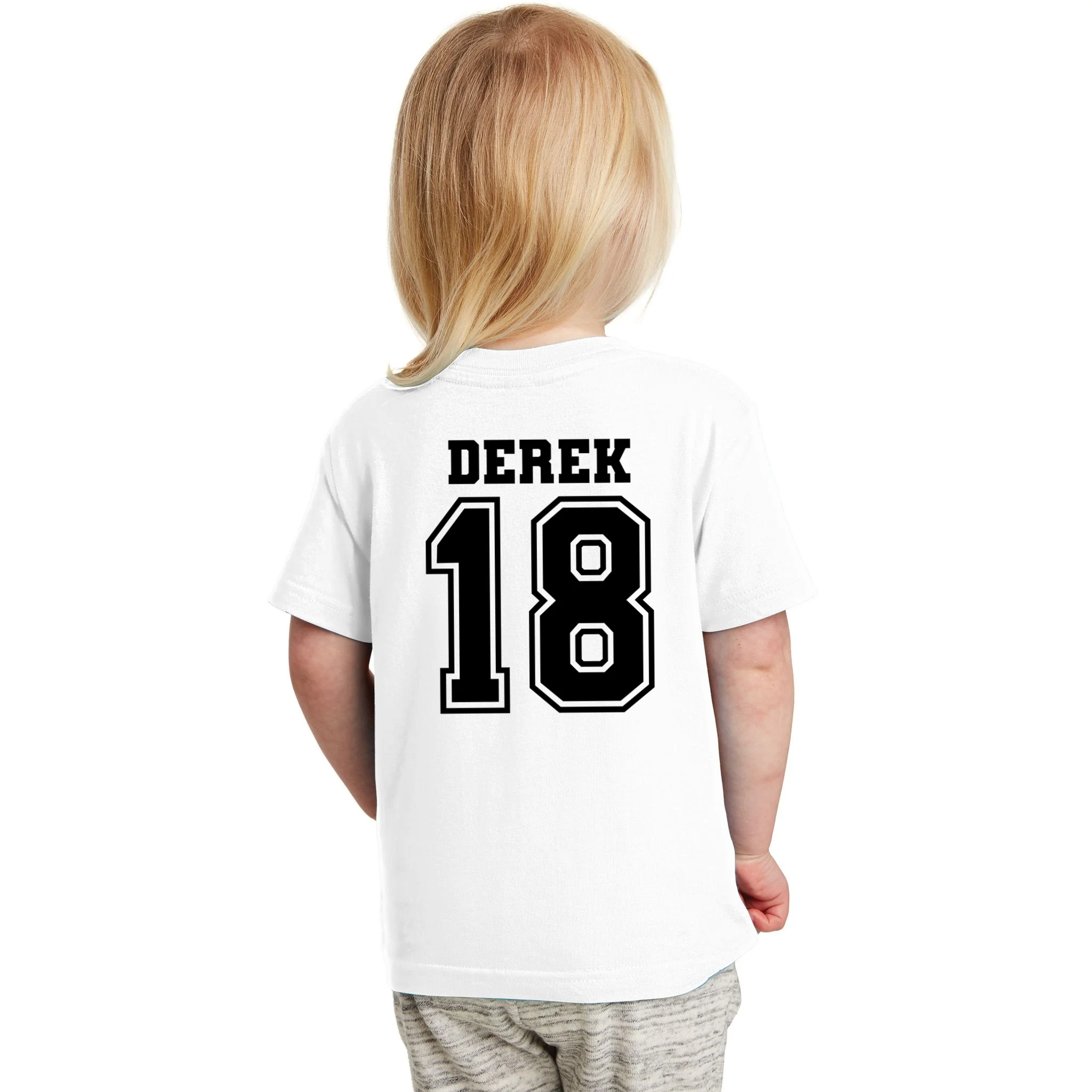 Custom Football Mom Personalized Name and Number Football Mama Gameday Toddler T-Shirt - Back