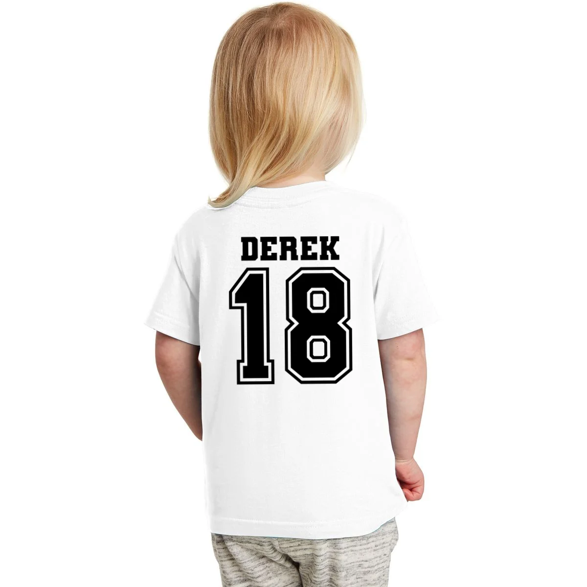 Custom Football Mom Personalized Name and Number Football Mama Gameday Toddler T-Shirt - Back