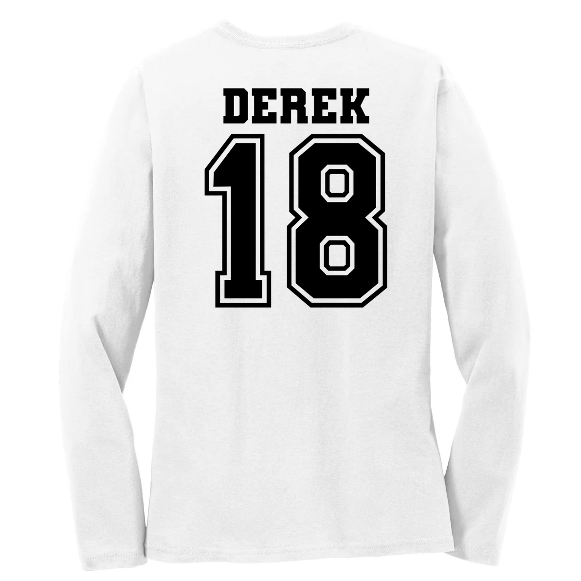 Custom Football Mom Personalized Name and Number Football Mama Gameday Women's Long Sleeve Shirt - Back - Close-up