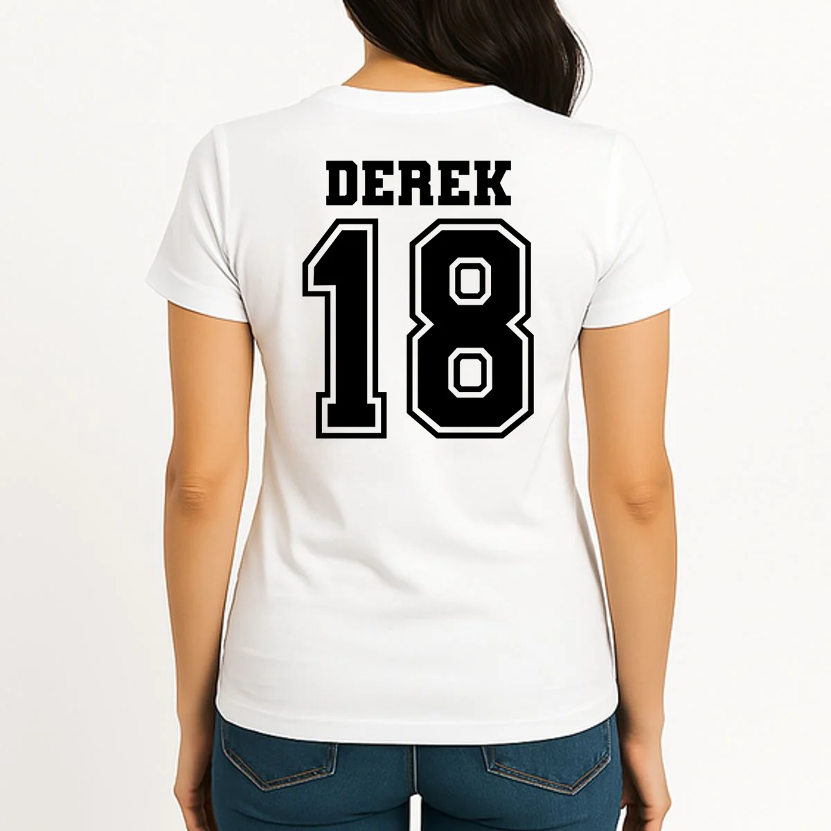 Custom Football Mom Personalized Name and Number Football Mama Gameday Women's T-Shirt - Back