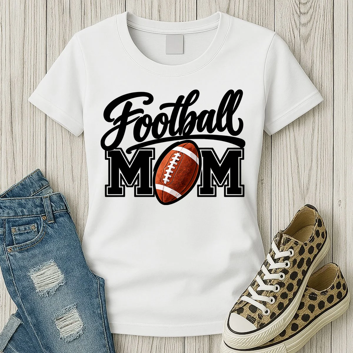 Custom Football Mom Personalized Name and Number Football Mama Gameday Women's T-Shirt - Front 2