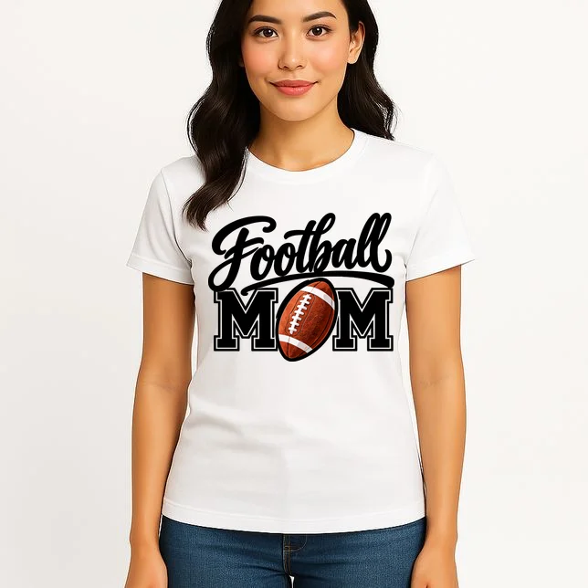 Custom Football Mom Personalized Name and Number Football Mama Gameday Women's T-Shirt - Front 3
