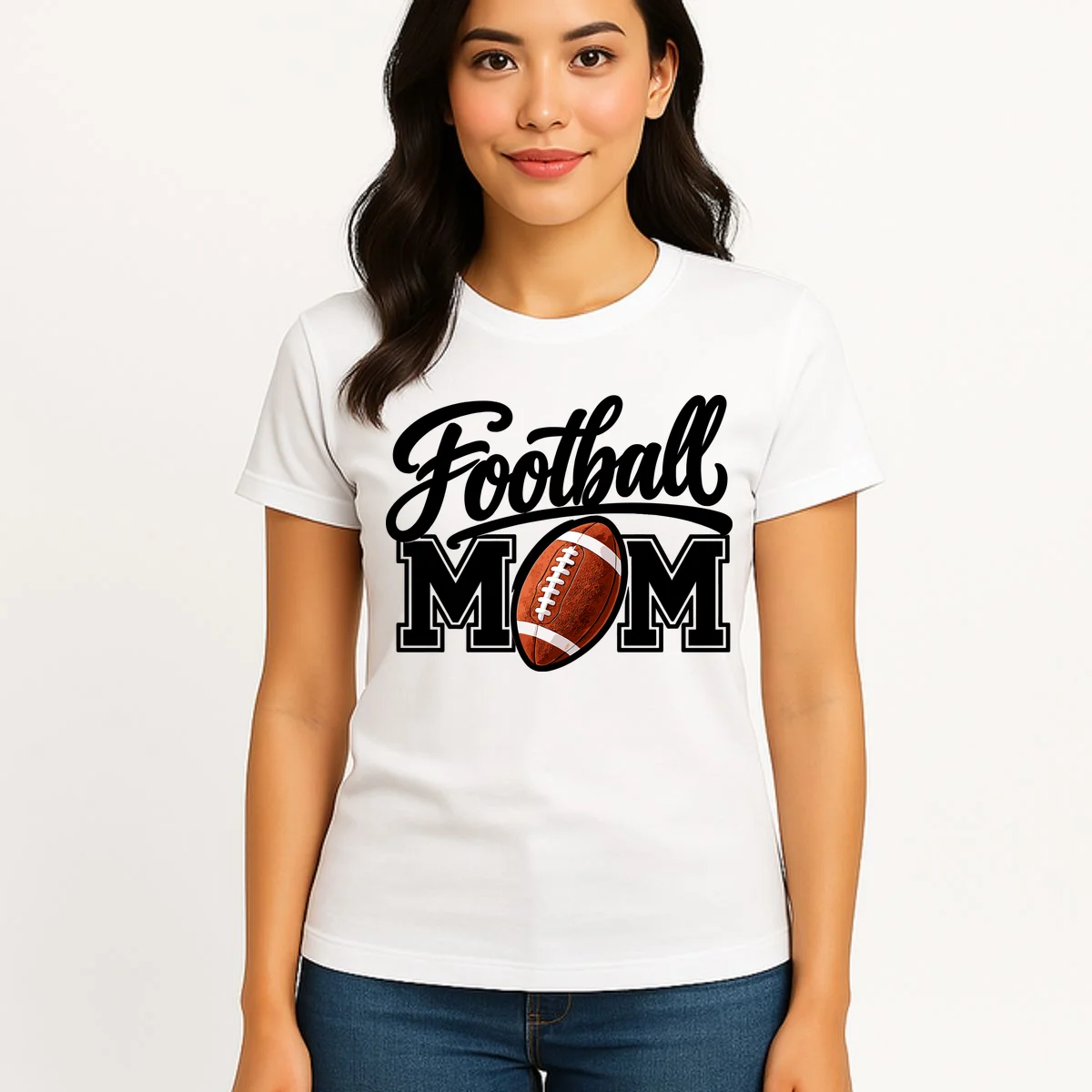 Custom Football Mom Personalized Name and Number Football Mama Gameday Women's T-Shirt - Front 3