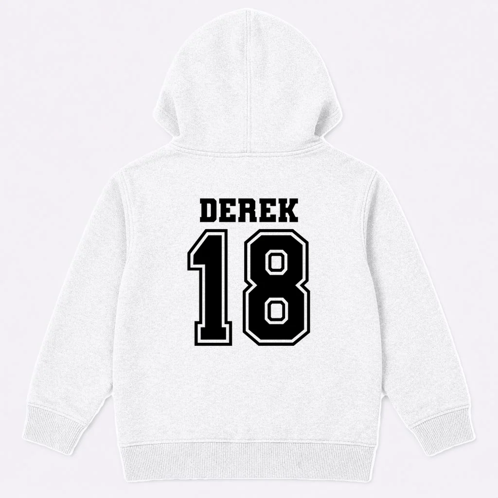 Custom Football Mom Personalized Name and Number Football Mama Gameday Kids Hoodie - Back