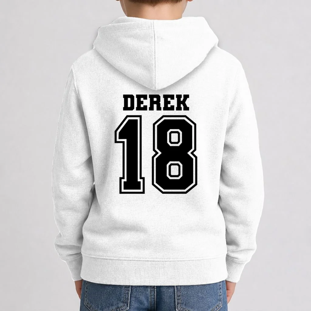 Custom Football Mom Personalized Name and Number Football Mama Gameday Kids Hoodie - Back 1