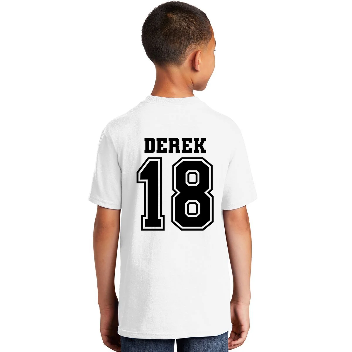 Custom Football Mom Personalized Name and Number Football Mama Gameday Kids T-Shirt - Back
