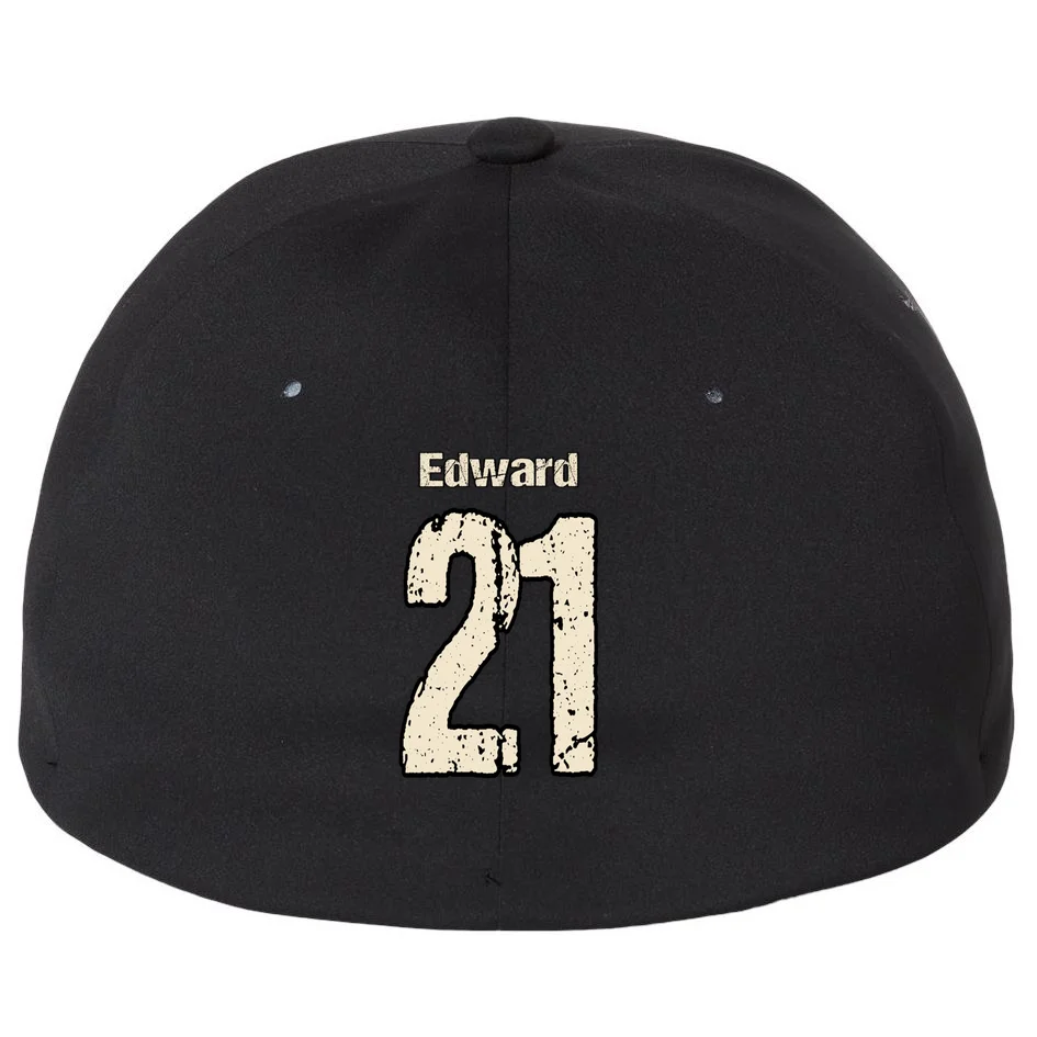 Personalized Football Name & Number – Custom Vintage Sports Design Flexfit Men's Snapback Hat - Back - Close-up