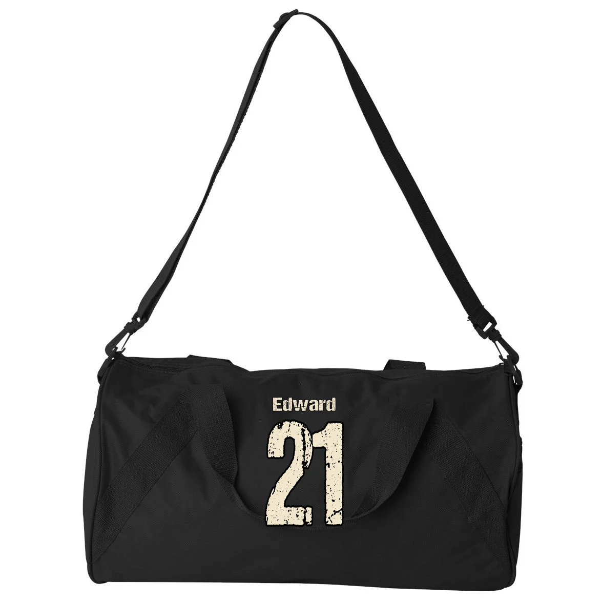 Personalized Football Name & Number – Custom Vintage Sports Design Duffel Bag - Back - Close-up