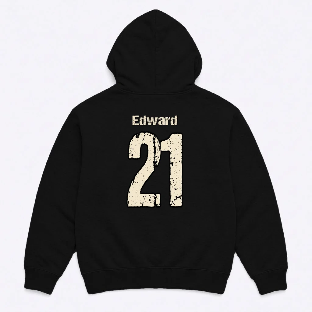 Personalized Football Name & Number – Custom Vintage Sports Design Men's Hoodie - Back
