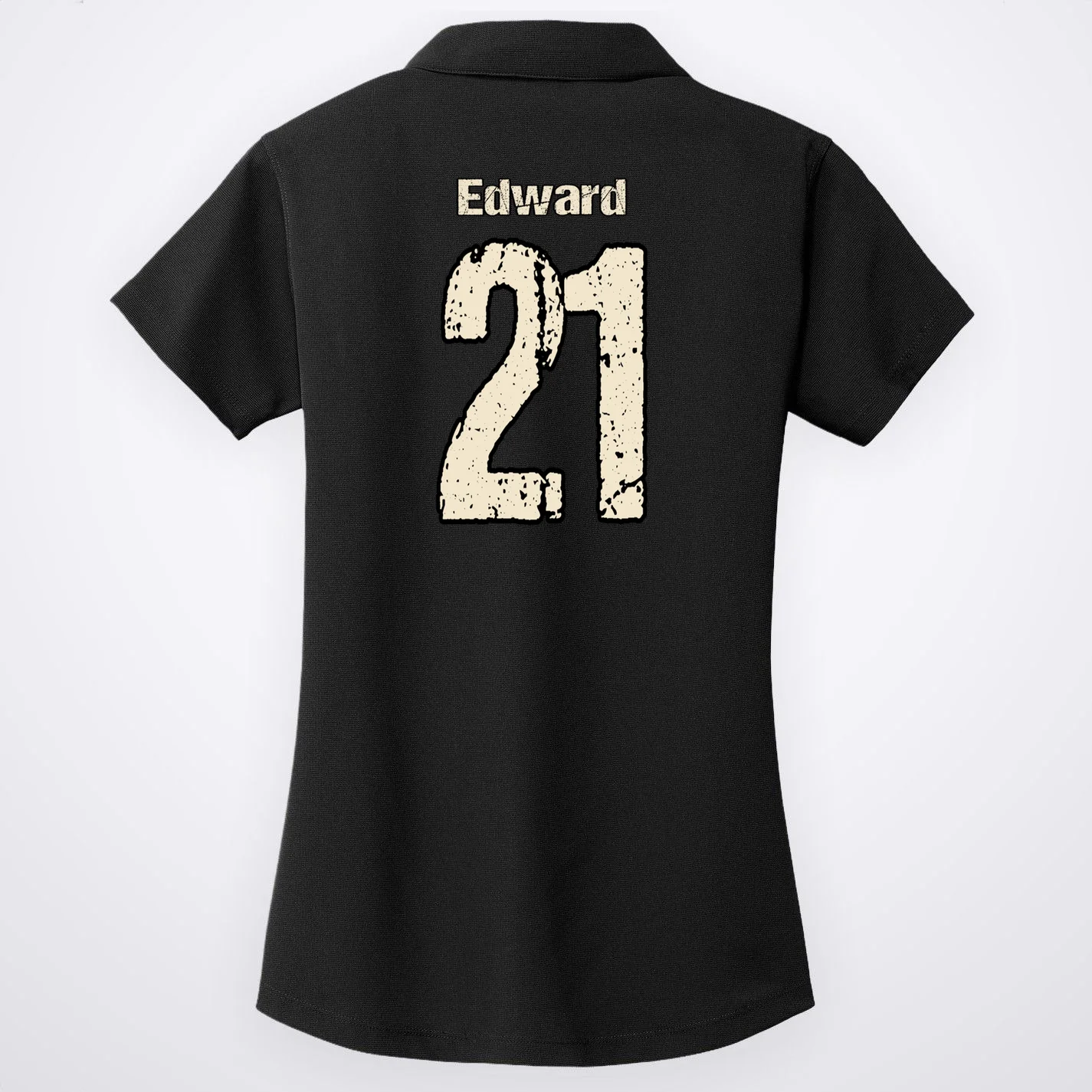 Personalized Football Name & Number – Custom Vintage Sports Design Women's Polo - Back - Close-up