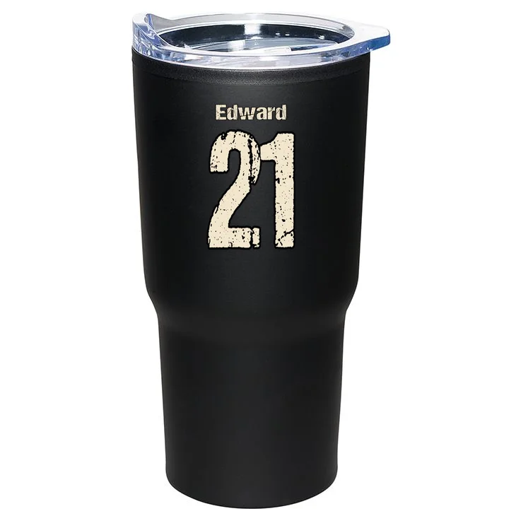 Personalized Football Name & Number – Custom Vintage Sports Design 20oz Tumbler - Back