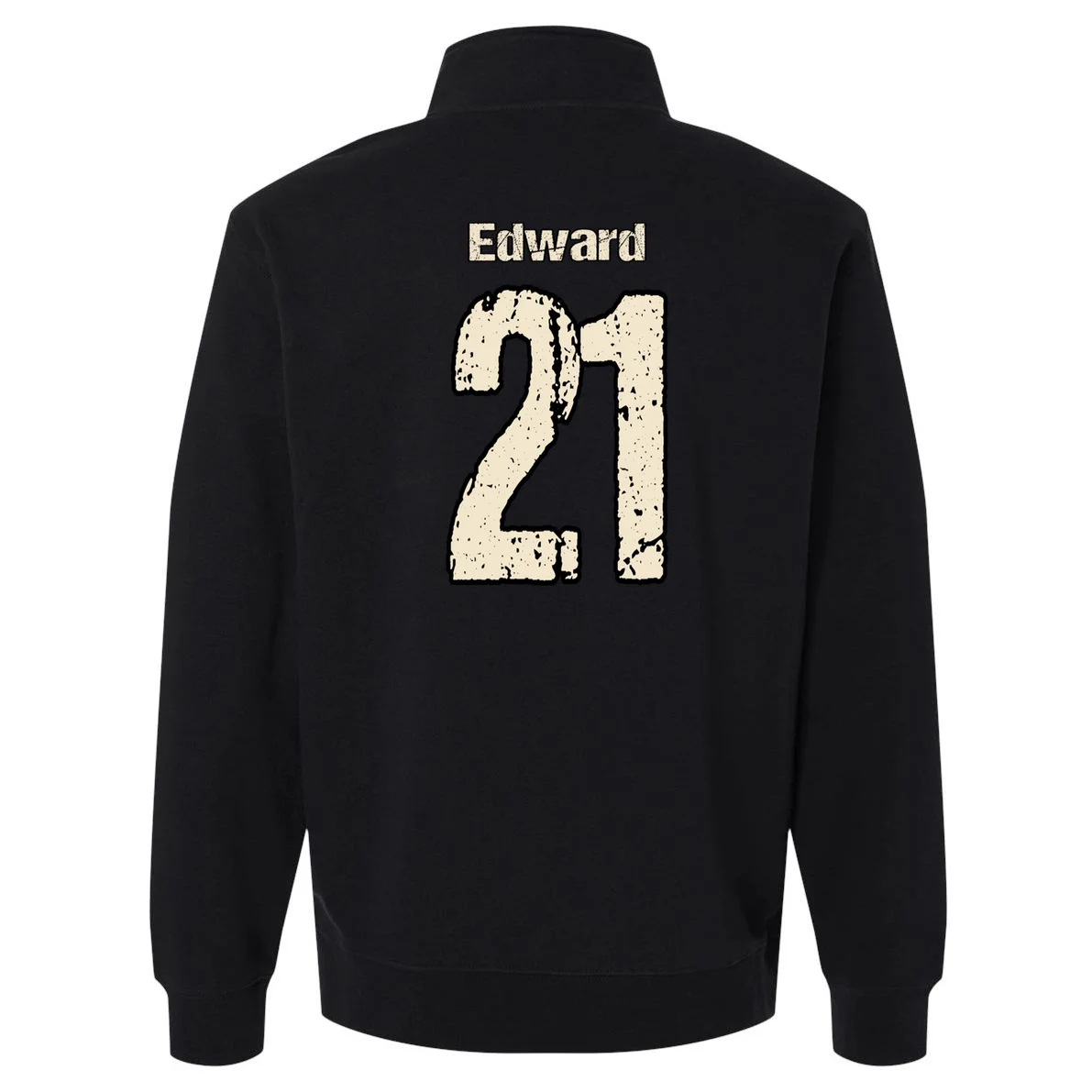 Personalized Football Name & Number – Custom Vintage Sports Design Men's Pullover Quarter Zip - Back - Close-up