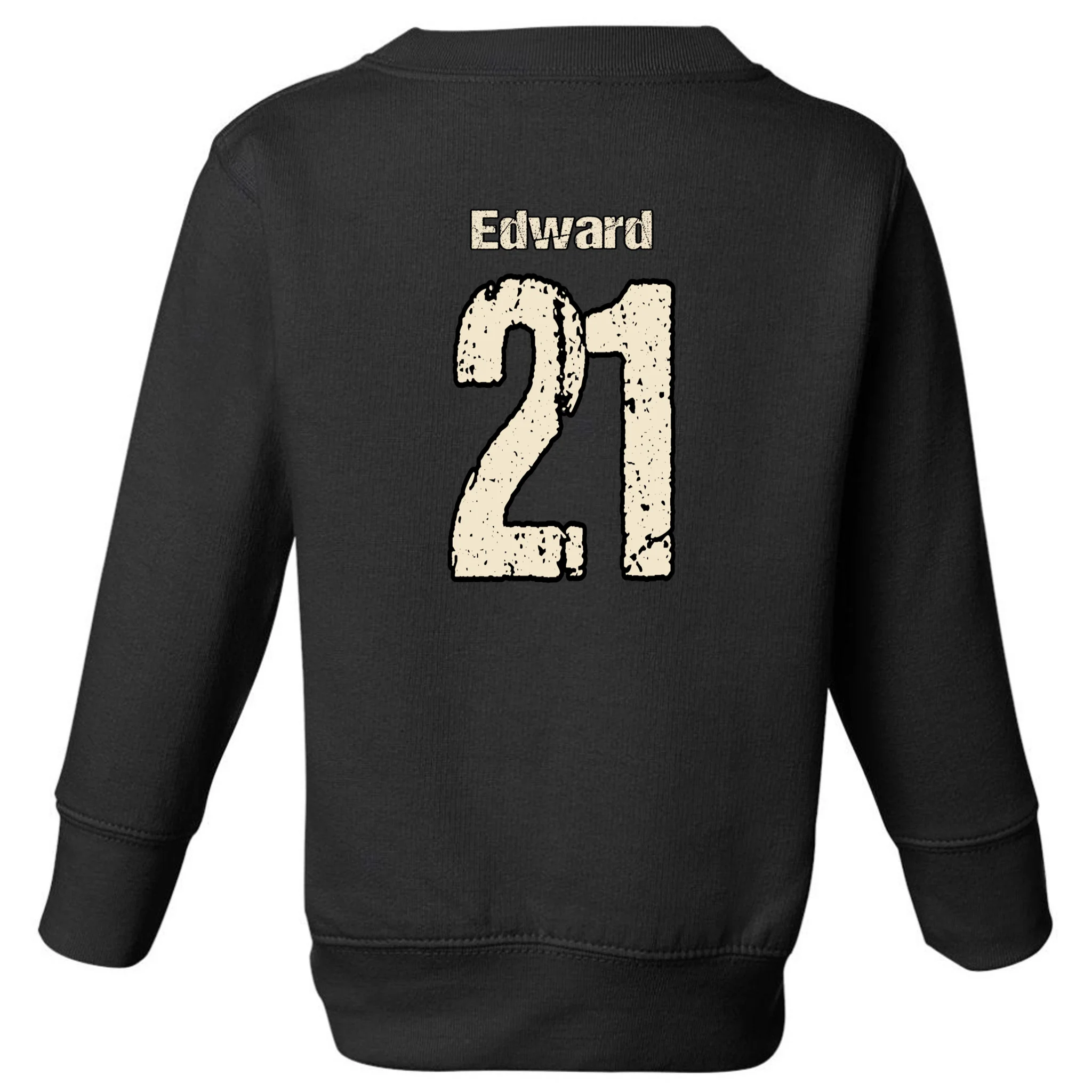 Personalized Football Name & Number – Custom Vintage Sports Design Toddler Sweatshirt - Back - Close-up