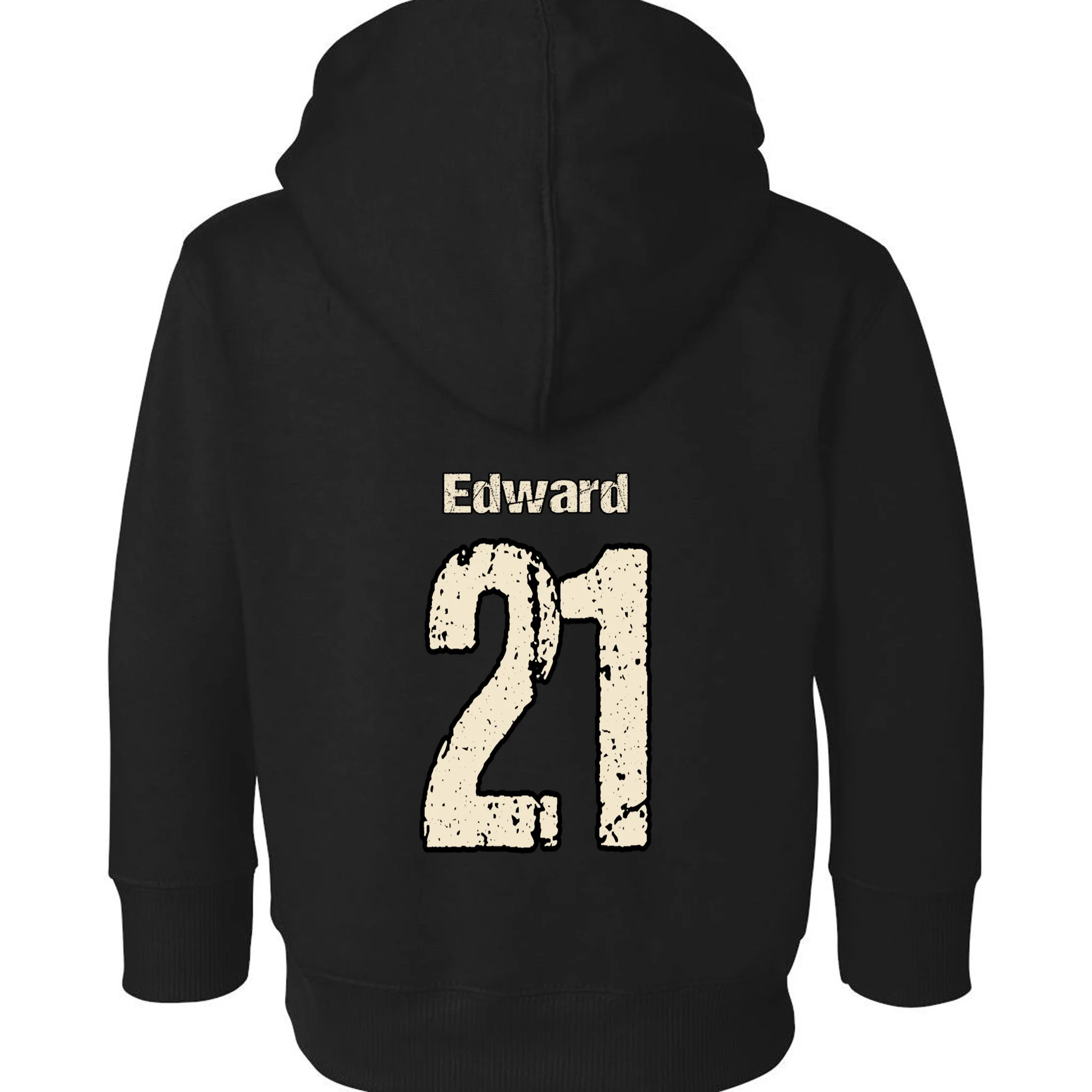 Personalized Football Name & Number – Custom Vintage Sports Design Toddler Hoodie - Back - Close-up