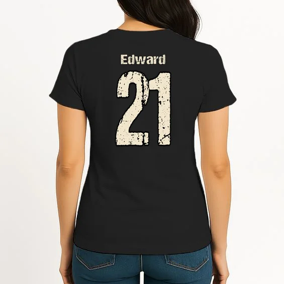 Personalized Football Name & Number – Custom Vintage Sports Design Women's T-Shirt - Back