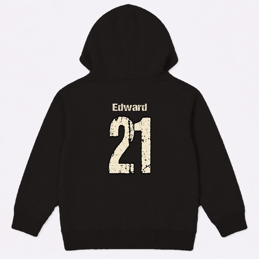 Personalized Football Name & Number – Custom Vintage Sports Design Kids Hoodie - Back