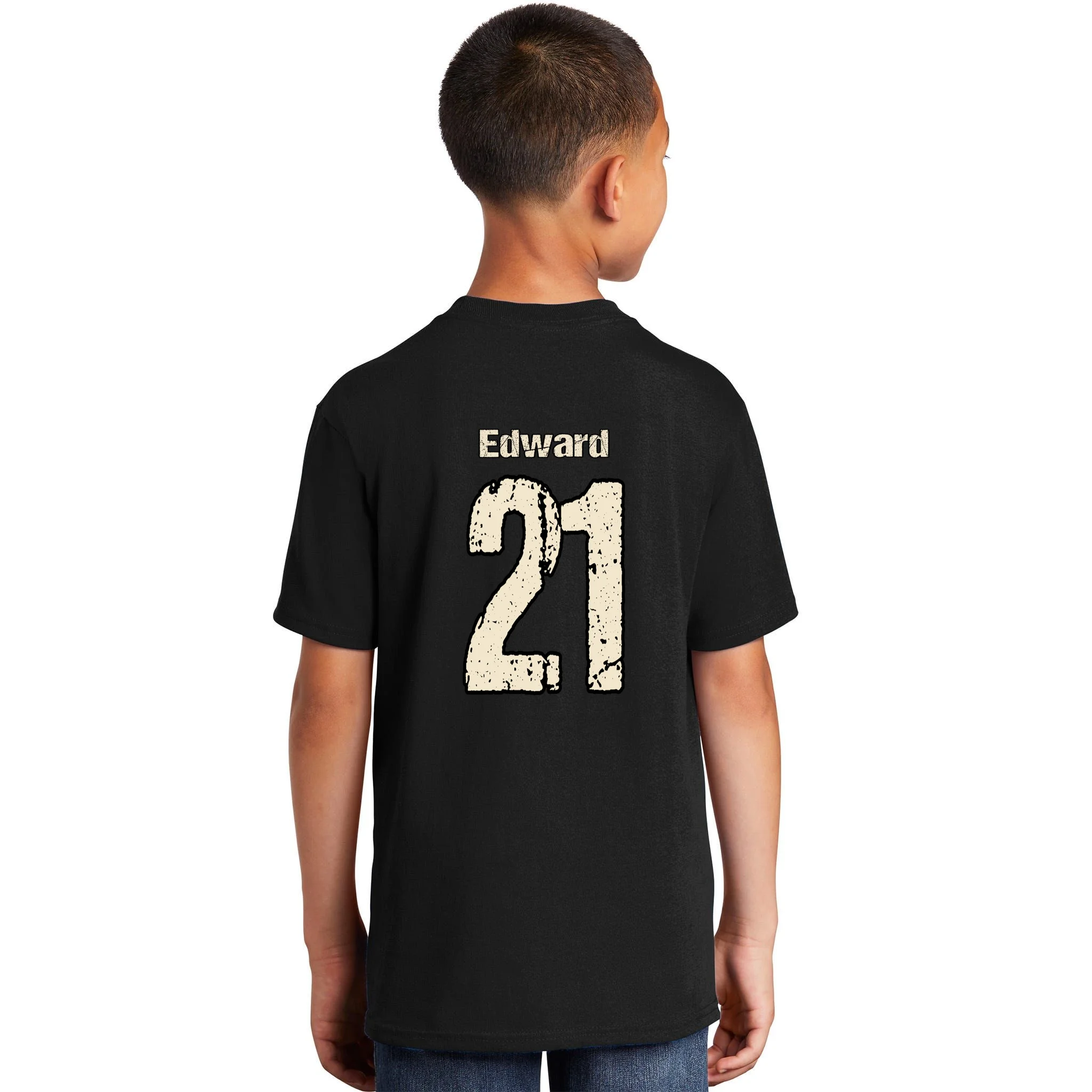 Personalized Football Name & Number – Custom Vintage Sports Design Kids T-Shirt - Back