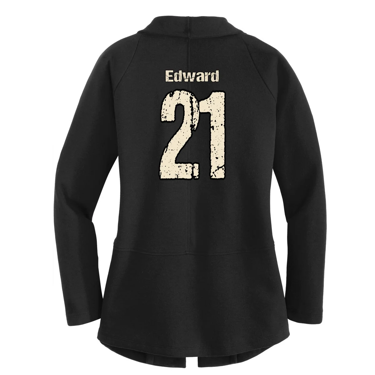 Personalized Football Name & Number – Custom Vintage Sports Design Women's Cardigan - Back - Close-up