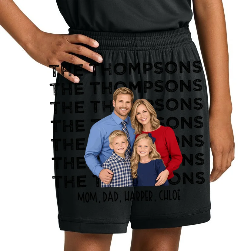 Personalized Family Photo Shirt – Custom Family Name & Kids Kids Shorts - Front 1