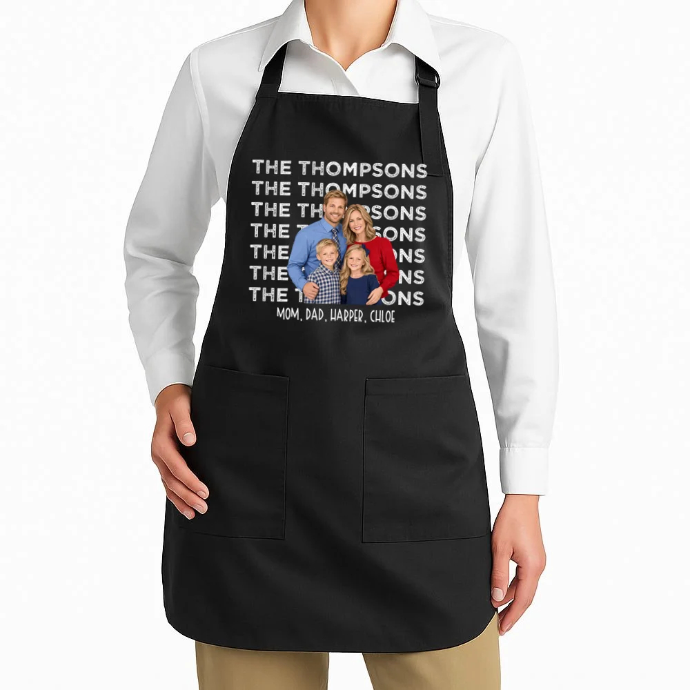 Personalized Family Photo Shirt – Custom Family Name & Kids Apron - Front 1